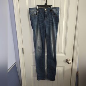 Vintage Versace Jeans Couture Womens Medium Wash Skinny 30 X 32 Blue Leather Tag